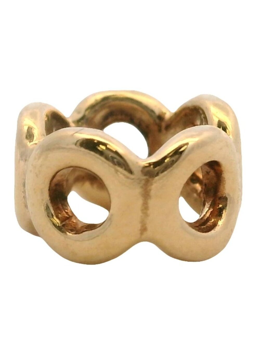 Pandora Solid 14kt Yellow Gold Openwork Circles Slider Spacer Charm